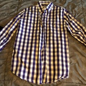 Express Men’s Button Up Purple Checkered